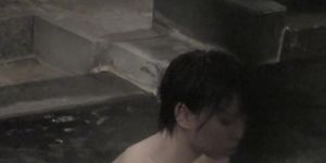 Gorgeous Asian bimbo facing hidden cam and showing nude back nri010 00