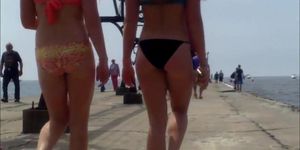 Candid Beach Bikini Ass Butt West Michigan Booty Red 10