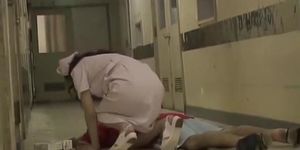 Japanese nurse bends over and gets her sexy bottom sharked
