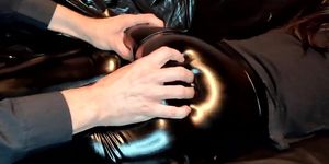 Massage and Sperm Smearing on Sexy Ass in Leather leggings