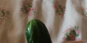 Mature Fucks her pussy with cucumber