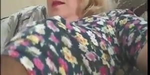 Blonde Granny in Glasses and Lace Top Stockings Fucks