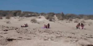 Sunbathing At Naked Beach With Two Couple Sex Voyeur