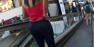 Big ass brunette in tight jeans