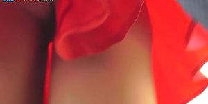 G-string upskirt footage of a girl wearing mini skirt