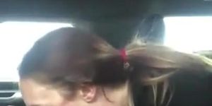 WHITE GIRL SUCKS GIANT BBC IN CAR