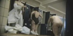 Fat grannies showing their goods in a voyeur cam video