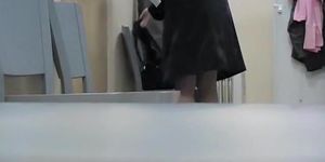 Russian girl modeling her delicious body in changing room