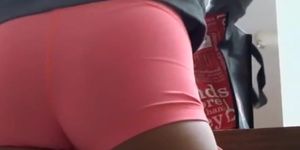 Attention whore in tight pink shorts