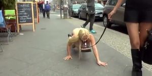 Naked pissing girl disgraced in public