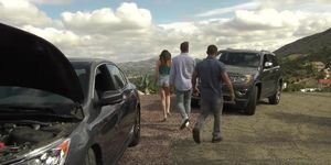 Stranded and getting help in his ass (Brooke Haze, Draven Navarro, Joel Someone)