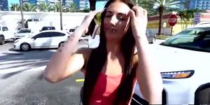 Teen fucks voyeur with a cash in public
