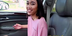 Horny thai teen Aria Skye fucks rough for a car ride