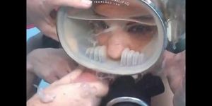 Scuba girl gets cumshot in mask