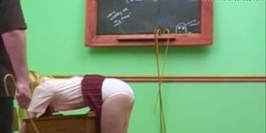 Adult Schoolgirl Caned & Spanked in Uniform