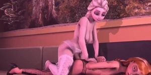 Cartoon Elsa gets hard gangbang and shares cock