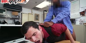 Office BBC gay fucks nympho white stud in anal hole