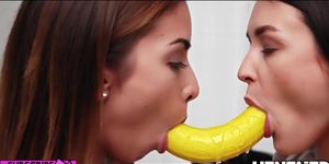 Real Life Hentai - Two Hot chicks screw Banana & Cucumber (Alya Stark)