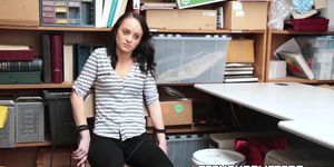 Cute teen with sexy tatts fucked on the security office desk (Kylie Martin)