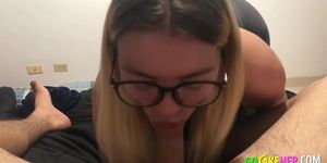 Cute blonde sucking dick