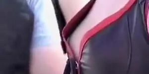 Leather Girl Downblouse Oops