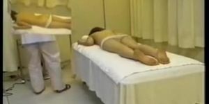 Titless Jap slut fingered rough in hidden cam massage clip