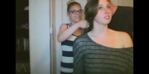 2 Girls Long Hair Braiding And Boobs Flashing