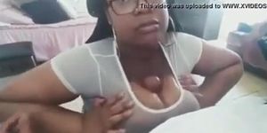big oiled ebony boobs wrapped around a BBC