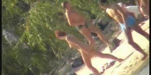 My beach spy cam video of a cute redhead coming out of the water