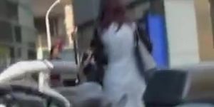 Hot girl skirt sharked on the street while people around