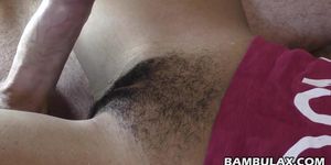 Black hairy cunt filled up with hot cum by BWC