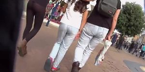Walking behind two teen girls