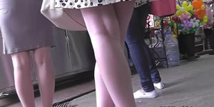 Skirt looks hot on flabby ass in accidental upskirt vid