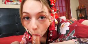 Lily Larimar - First Taste of Japanese Cock/Interracial Blowjob Cum Swallow?