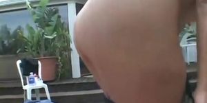 Big booty latina does it on the deck