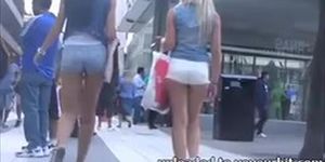 Candid Legal Age Teenager Booties in Short Shorts