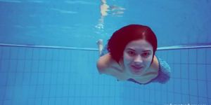 Sexy tight teen Marusia swims naked underwater (Pussy Eater)