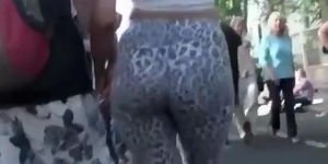 Girl in skin tight leopard pants