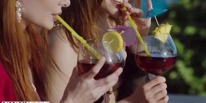 VIXEN Gorgeous redheads seduce bartender while on vacation (Jia Lissa, Lacy Lennon)
