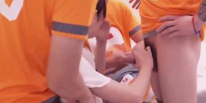 Model - The Hot Asian Big Tits Whore Gets A Hard Gangbang From The Entire Soccer Team!