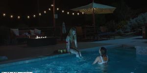 VIXEN Janice Griffith and Ivy Wolfe Sneak Into Backyard For Nighttime Pool