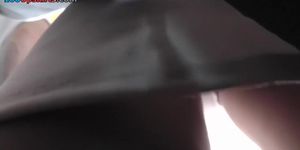 Hot upskirt in bus action presented by a spy camera