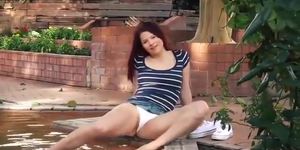 Mindy Flashing and Peeing in public park