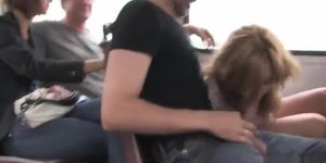 Euro slut fucks huge cock in public bus