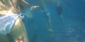 Underwater Hidden Girl in White Bikini loop Tatto