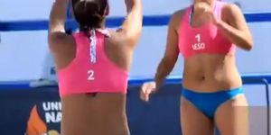 Beach volleyball girls have amazingly hot booties
