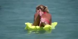 Sexy ass girl in floating air mattress (Sunny Day, Amanda Logue)