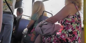 Nice-Looking upskirt cutie on a bus