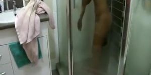 Small breasts asian wife showering
