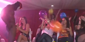 Masked Stripper Receives Blowjobs From Naughty Bachelorettes